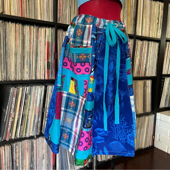 Phish fishman donut ⭕️ patchwork skirt handmade OOAK vintage lot ocean 🩵 90s - Picture 2 of 10